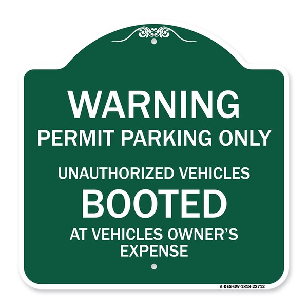 Permit Parking Only Unauthorized Vehicles Booted at Vehicle Owners Expense, A-DES-GW-1818-22712